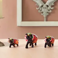 DreamKraft HandCrafted Set of 3 Showpiece Elephant For Decoration And Gift Purpose (Black)-thumb3