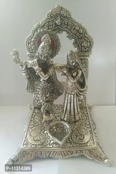 DreamKraft White Metal Lord Radha Krishna Idol Showpiece for Home Decor-thumb2