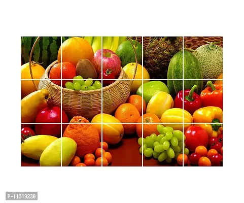 Monk wish Vinyl Multi Fruits Kitchen Sticker 73 cm X 47 cm, Multicolor,KCH28-thumb0