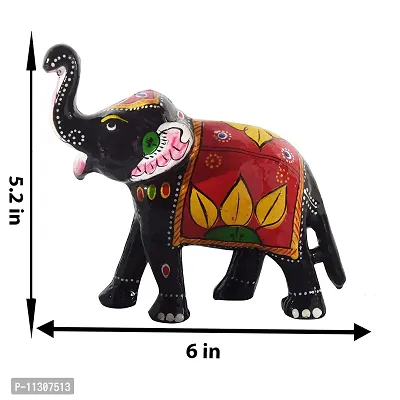 Monk wish 6 Inch Paper Mache Elephant Showpiece (16x14 cm ,Red)-thumb5