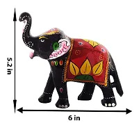 DreamKraft Paper Mache Elephant Showpiece (6X5.2 in,Red)-thumb4