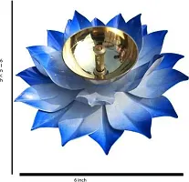 DreamKraft Brass Lotus Kuber Diya for Gift & Home Decor-5 Inch (Blue)-thumb2