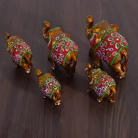 DreamKraft Paper Mache Handcrafted Set of 5 Elephant Showpiece for Home Decor and Gift Purpose-thumb2