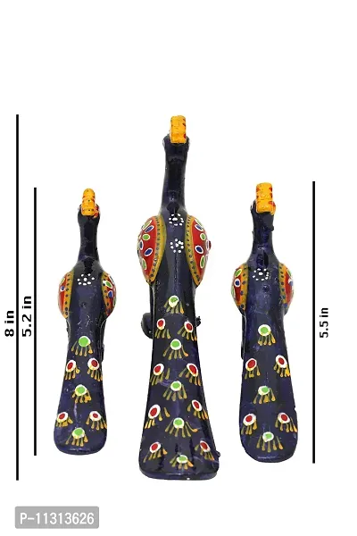 DreamKraft Handcrafted Set of 3 Showpiece Peacock for Decoration and Gift Purpose (20X10CM,15X 8CM,14X8 cm)-thumb5