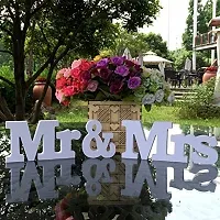 DreamKraft Wooden Vintage Style Mr and Mrs Wedding Decor (White, Standard)-thumb2