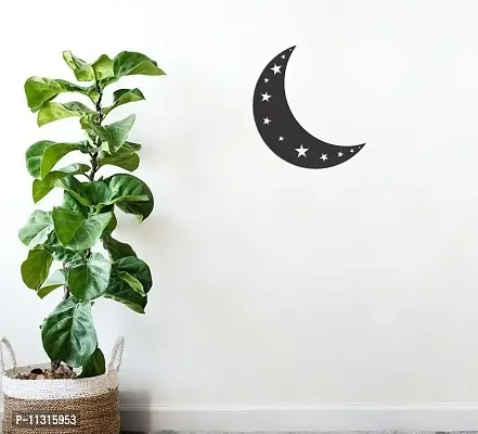 DreamKraft Decoartive Moon with Star Wooden Cut Out Wall Plaque Wall Decoaration Sign Perfect for Living Room Bed Room Wall Decoration or Gifting-thumb0