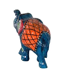 Monk wish Handcrafted Paper Mache Elephant Showpiece (Set of 3, SkyBlue)-thumb4