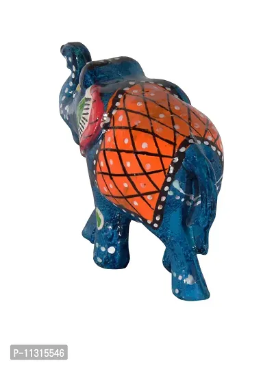 Monk wish Handcrafted Paper Mache Elephant Showpiece (Set of 3, SkyBlue)-thumb5