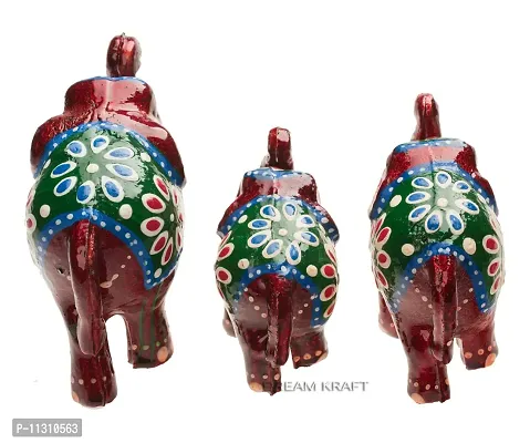 DreamKraft Handcrafted Elephant Showpiece (Set of 3, Multicolor)-thumb4