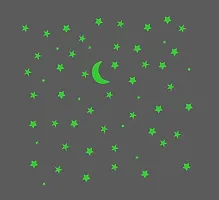 DreamKraft Glow in the Dark Galaxy of Stars with Moon Radium Night Wall Stickers(Green, 66x66 CM)-thumb1
