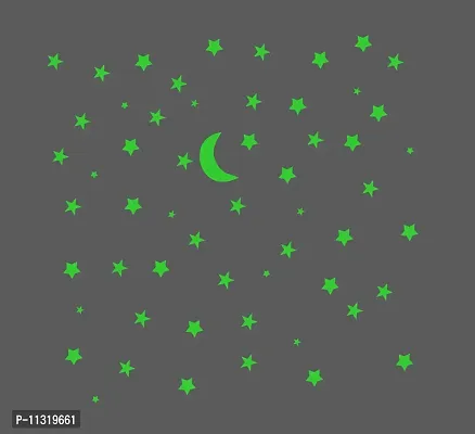 DreamKraft Glow in the Dark Galaxy of Stars with Moon Radium Night Wall Stickers(Green, 66x66 CM)-thumb2