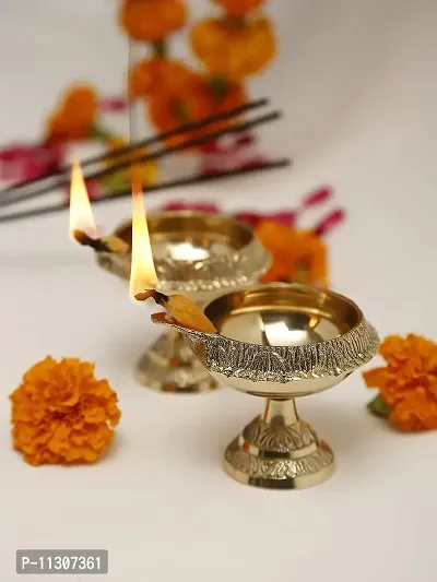 Monkwish Brass Diwali Kuber Deepak On Stand (Gold Standard )