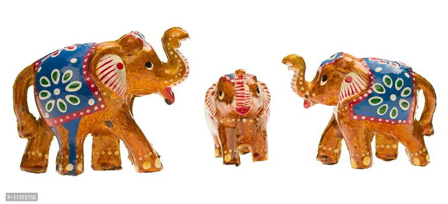 DreamKraft HandCrafted Showpiece Elephant (Multicolor, Set of 3 )