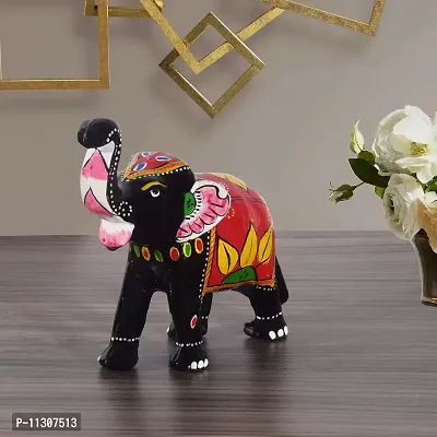 Monk wish 6 Inch Paper Mache Elephant Showpiece (16x14 cm ,Red)-thumb0