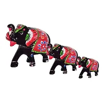 DreamKraft Paper Mache Elephant Showpiece, Standard, Black, 3 Piece-thumb3