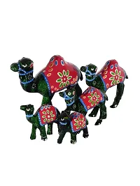 DreamKraft Handcrafted Set of 5 Showpiece Camel Set for Home Decoration-thumb2