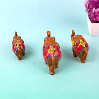 DreamKraft Paper Mache Elephant Showpiece (Set of 3, Yellow)-thumb3