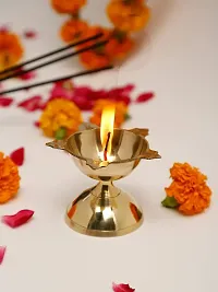 Monkwish Brass Deepak Oil Lamp (Standard, Gold)-thumb1