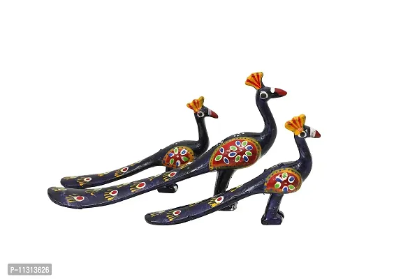 DreamKraft Handcrafted Set of 3 Showpiece Peacock for Decoration and Gift Purpose (20X10CM,15X 8CM,14X8 cm)-thumb3