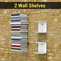 DreamKraft Metal Invisible Wall Mounted Book Shelfs (White, 2)-thumb1