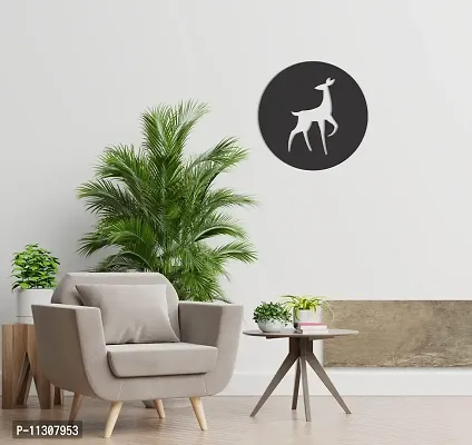 DreamKraft Round Wooden Deer Cut Our for Christmas D?cor Wooden Cut Out Wall Plaque Wall Decoaration Sign Perfect for Living Room Bed Room Wall Decoration or Gifting