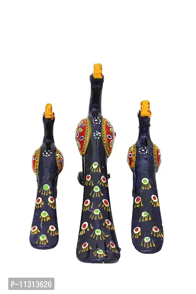 DreamKraft Handcrafted Set of 3 Showpiece Peacock for Decoration and Gift Purpose (20X10CM,15X 8CM,14X8 cm)-thumb2