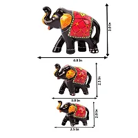 DreamKraft Paper Mache Elephant Showpiece (Set of 3, Black)-thumb4