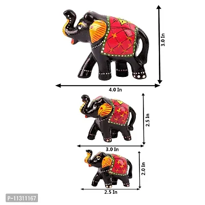 DreamKraft Paper Mache Elephant Showpiece (Set of 3, Black)-thumb5