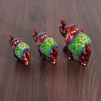 DreamKraft Handcrafted Set of 3 Showpiece Special Elephant for Decoration and Gift Purpose (9X6CM,7X 5CM,6X 4 cm)-thumb1