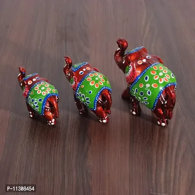 DreamKraft Handcrafted Set of 3 Showpiece Special Elephant for Decoration and Gift Purpose (9X6CM,7X 5CM,6X 4 cm)-thumb2