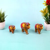 DreamKraft Paper Mache Elephant Showpiece (Set of 3, Yellow)-thumb2