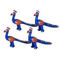 DreamKraft Handcrafted Peacock Showpiece (Set of 4, Blue)-thumb1