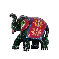 DreamKraft Paper Mache Handcrafted Elephant Showpiece for Home Decor (Green, Standard) - Set of 5-thumb1