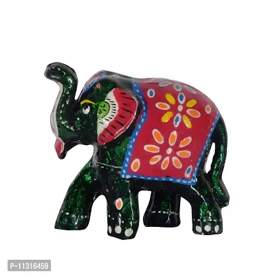 DreamKraft Paper Mache Handcrafted Elephant Showpiece for Home Decor (Green, Standard) - Set of 5-thumb2