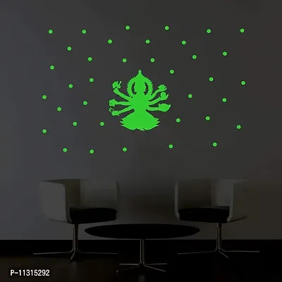 Monk wish Glow in The Dark Goddess Lakshmi Radium Wall Stickers (Green, 82x52 cm)-thumb0