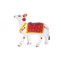 Monk wish Paper Mache Handcrafted Set of 3 Cow Showpiece (White)-thumb3