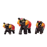 DreamKraft Paper Mache Handmade Elephant Showpiece Figurine Large(10x7.6) Medium(8.5x6.1) Small(7.3x5) CM (3 Piece, Black)-thumb3