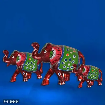 DreamKraft Handcrafted Set of 3 Showpiece Special Elephant for Decoration and Gift Purpose (9X6CM,7X 5CM,6X 4 cm)