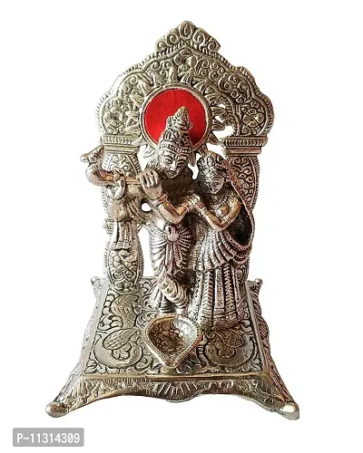 DreamKraft White Metal Lord Radha Krishna Idol Showpiece for Home Decor