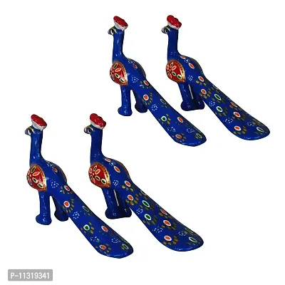 DreamKraft Handcrafted Peacock Showpiece (Set of 4, Blue)