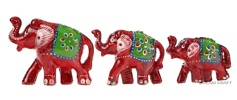 DreamKraft Paper Mache Handcrafted Set of 3 Elephant Showpiece for Home Decor and Gift Purpose ?