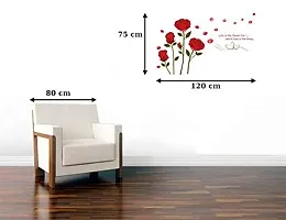 DreamKraft PVC Vinyl Bedroom Romantic Rose Flowers Wall Sticker (120x75 cm)-thumb2