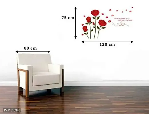 DreamKraft PVC Vinyl Bedroom Romantic Rose Flowers Wall Sticker (120x75 cm)-thumb3