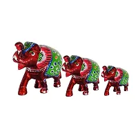 DreamKraft Handcrafted Set of 3 Showpiece Special Elephant for Decoration and Gift Purpose (9X6CM,7X 5CM,6X 4 cm)-thumb3