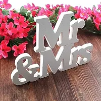 DreamKraft Wooden Vintage Style Mr and Mrs Wedding Decor (White, Standard)-thumb1