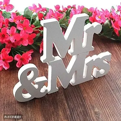 DreamKraft Wooden Vintage Style Mr and Mrs Wedding Decor (White, Standard)-thumb2