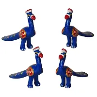 DreamKraft Handcrafted Peacock Showpiece (Set of 4, Blue)-thumb3