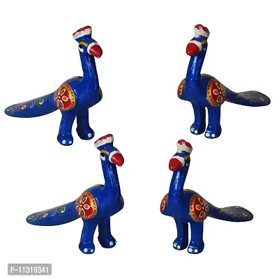 DreamKraft Handcrafted Peacock Showpiece (Set of 4, Blue)-thumb4