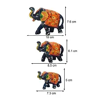 DreamKraft Paper Mache Handmade Elephant Showpiece Figurine Large(10x7.6) Medium(8.5x6.1) Small(7.3x5) CM (3 Piece, Blue)-thumb3