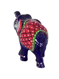 Monk wish Handcrafted Paper Mache Elephant Showpiece (Set of 3,Blue)-thumb4